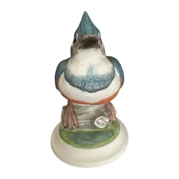Boehm Fledgling Kingfisher Vintage Bisque Porcelain Bird Figurine